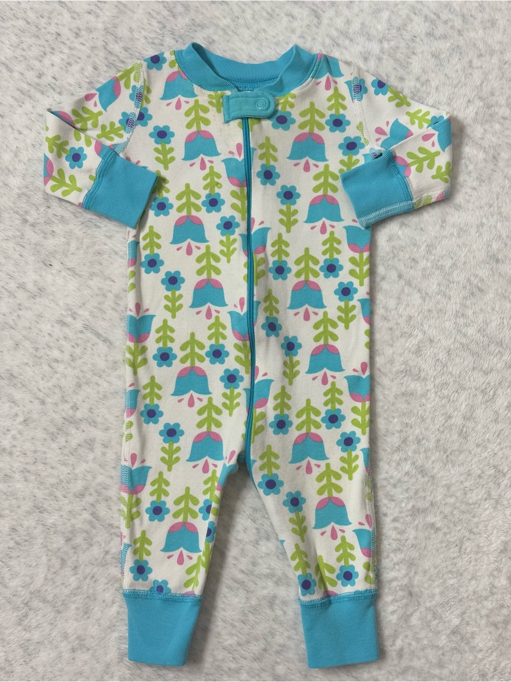 Hanna Andersson Floral Zip Sleeper 6-9M Baby Girl Organic Cotton Flowers Bloom